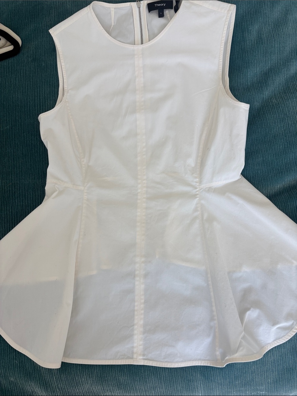 Theory White Sleeveless Peplum Top: stretchy &beautiful